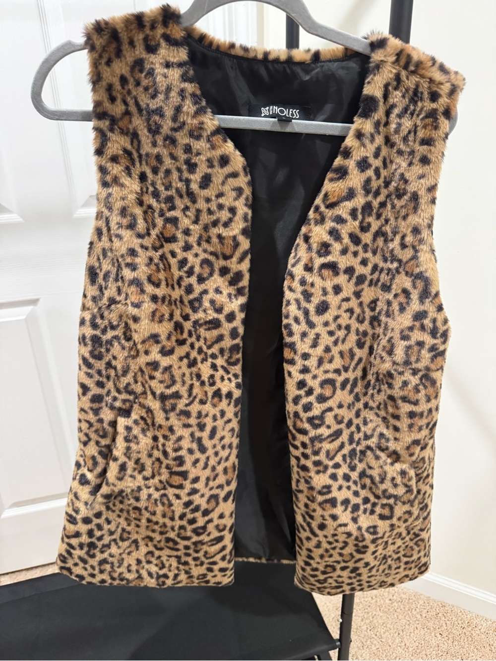 Leopard Print Faux-Fur Vest - Brown & Black